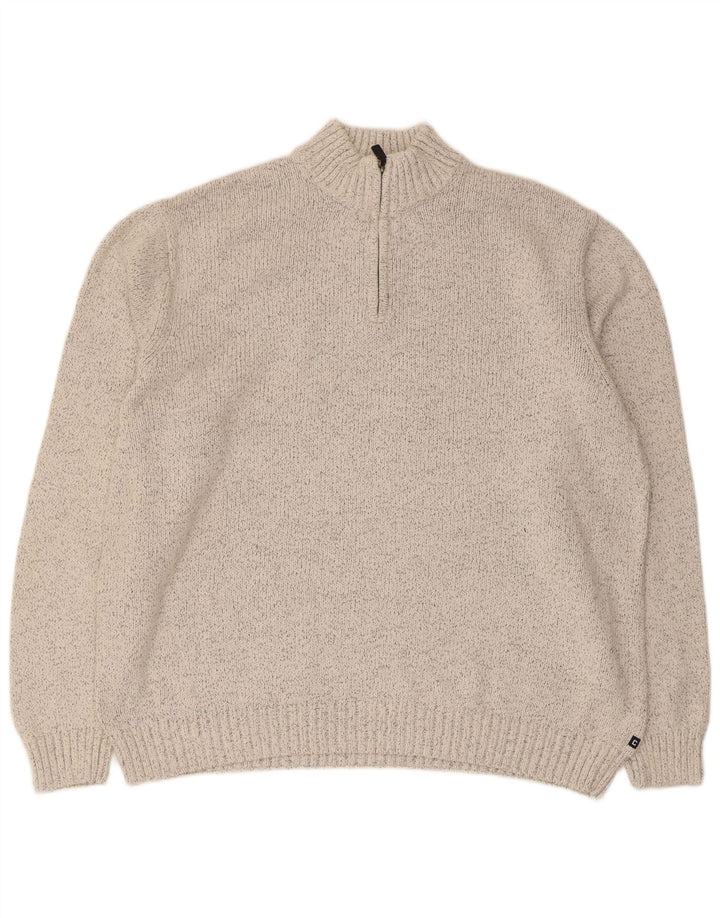 Chaps Herren-Pullover mit Reißverschluss am Hals, 2XL, grau meliert, Baumwolle