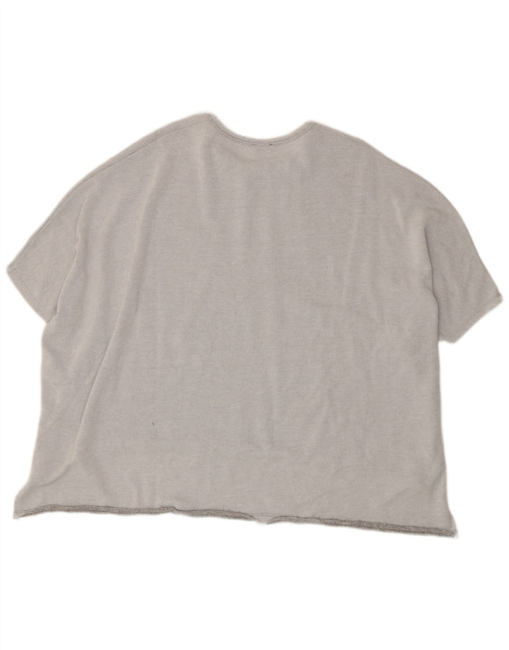 Zara Damen Trafaluc Übergroßes T-Shirt-Oberteil UK 14 Mittelgraues Polyester