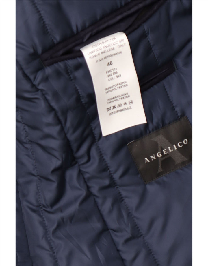 Angelico Herren Longline 3-Knopf-Blazerjacke IT 46 Small Marineblau