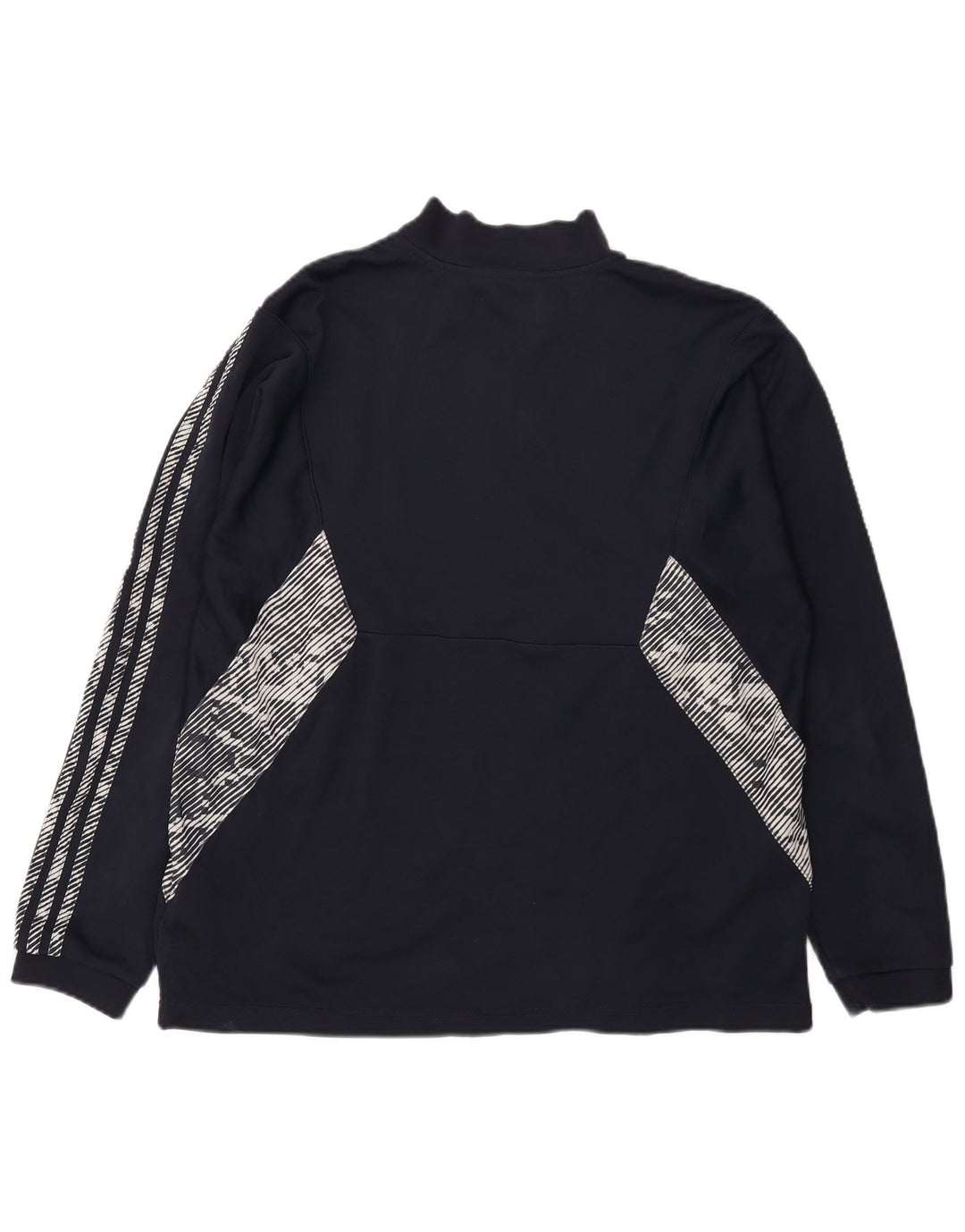 Adidas Herren-Sweatshirt mit Reißverschluss am Hals, groß, Marineblau, Farbblock
