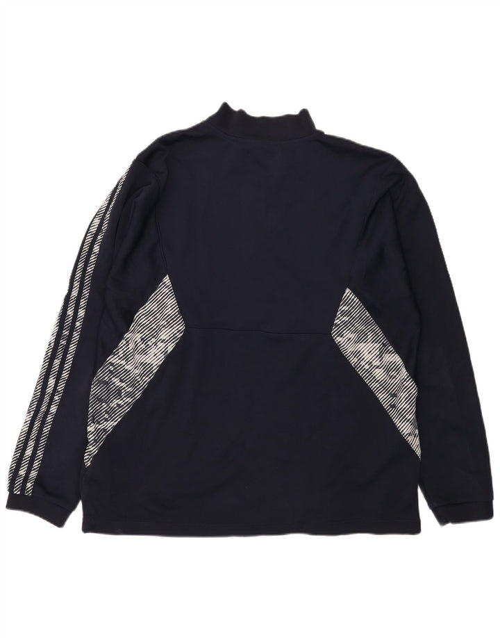 Adidas Herren-Sweatshirt mit Reißverschluss am Hals, groß, Marineblau, Farbblock
