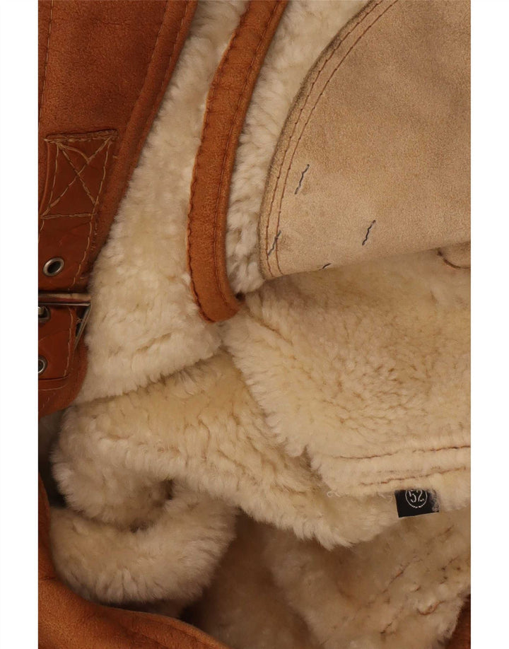 Vintage Herren Shearling Jacke IT 52 XL Beige