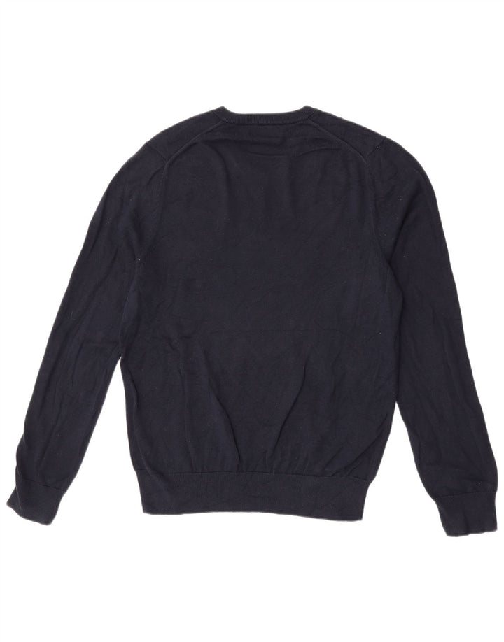 Marks & Spencer Herren-Pullover mit V-Ausschnitt aus mittelblauer Baumwolle