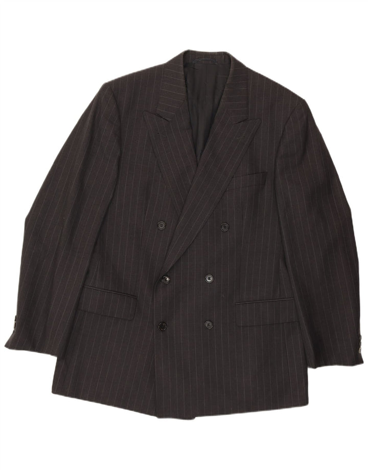 BURBERRYS Mens Double Breasted Blazer Jacket IT 52 Large Grey Pinstripe Vintage Burberrys and Second-Hand Burberrys from Messina Hembry 