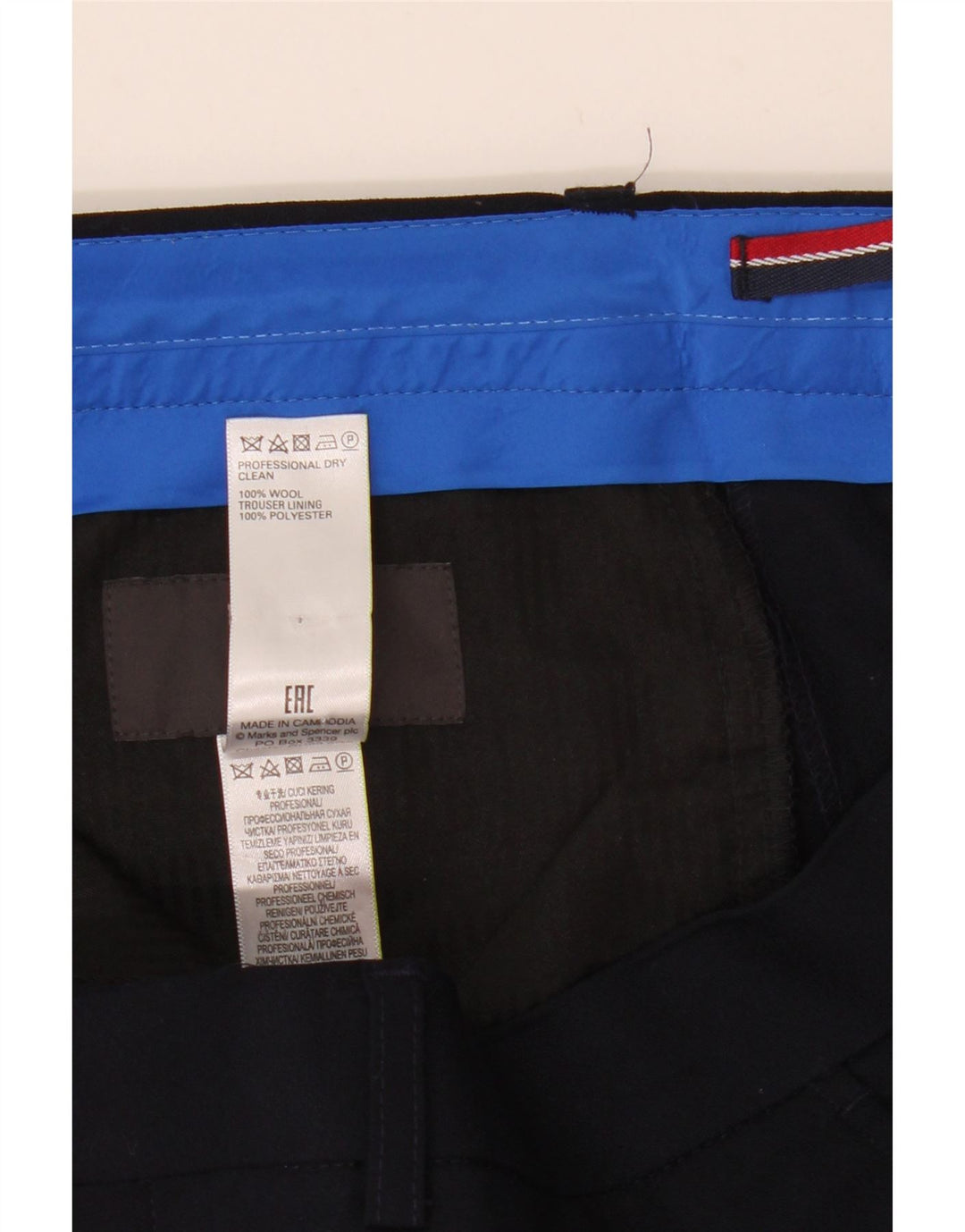Marks & Spencer Maßgeschneiderte, gerade Anzughose für Herren, W34, L33, marineblaue Wolle