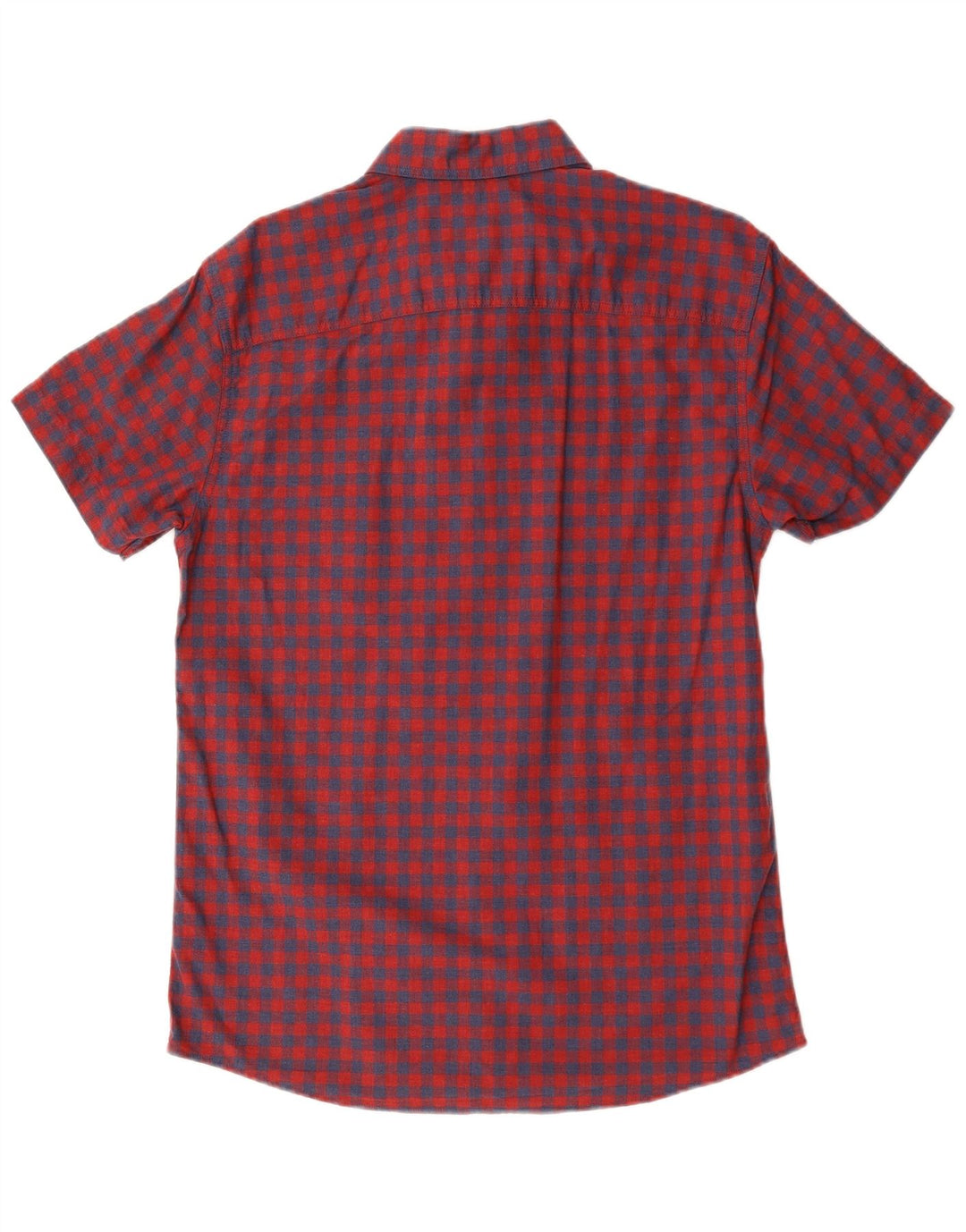 Jack & Jones Herren-Kurzarmhemd, großes rotes Gingham-Baumwolle