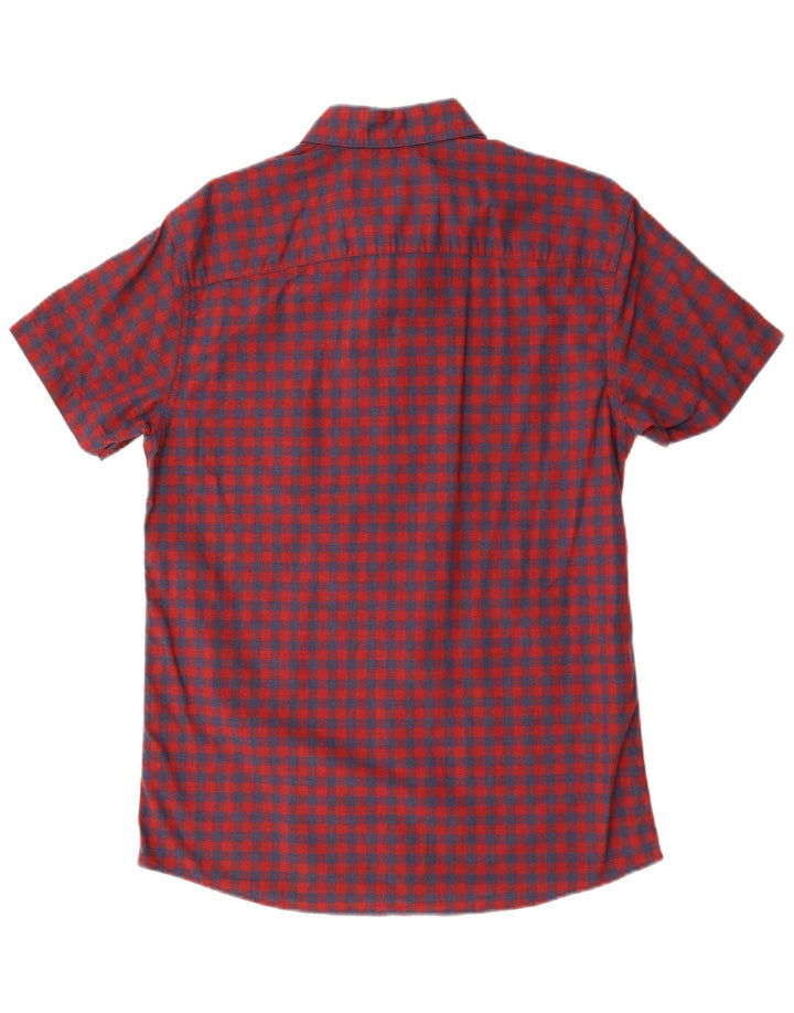 Jack & Jones Herren-Kurzarmhemd, großes rotes Gingham-Baumwolle