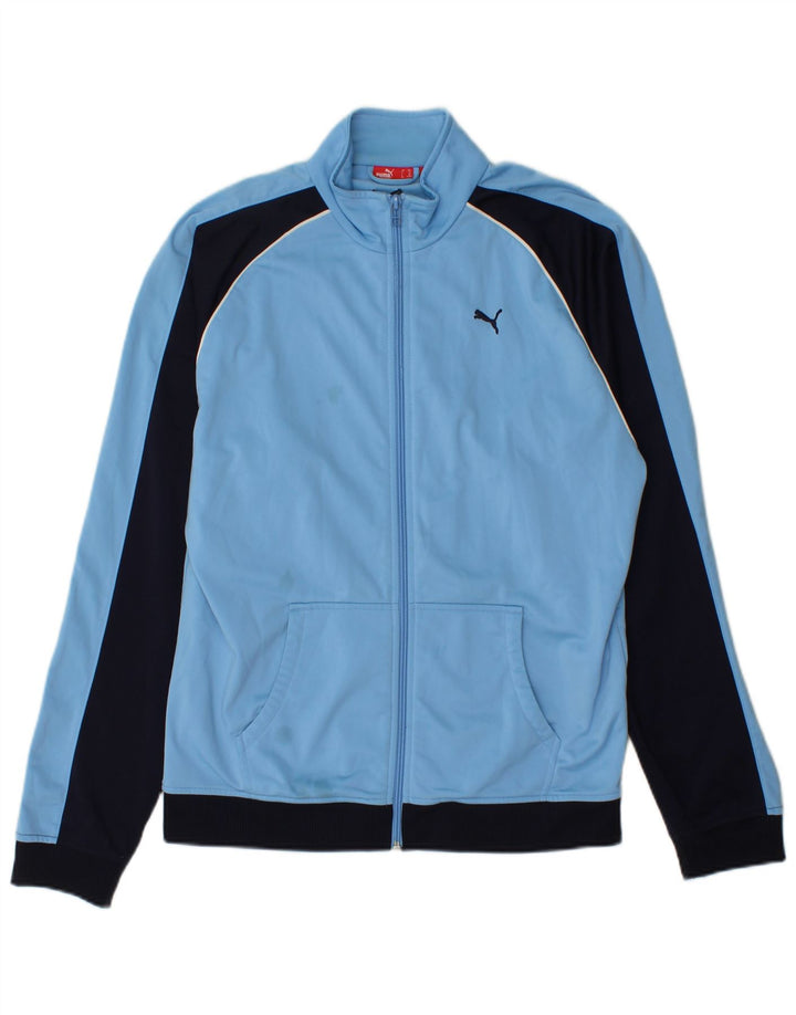 Puma Jungen-Trainingsanzug-Top-Jacke, 15–16 Jahre, blaues Farbblock-Polyester