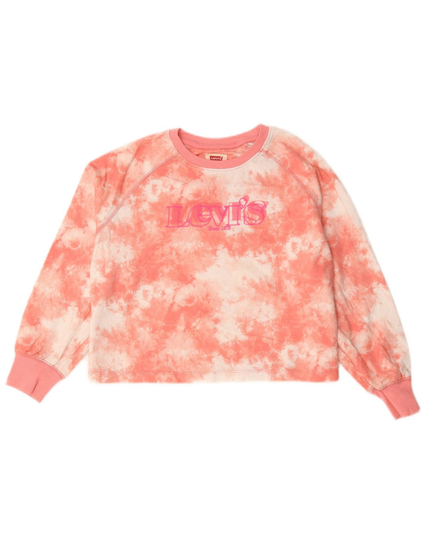 Levi's Crop Graphic Sweatshirt-Pullover für Mädchen, 11–12 Jahre, rosa Batik-Baumwolle