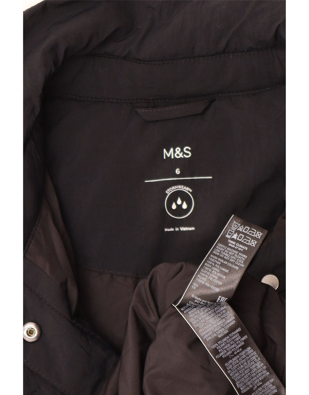 Marks & Spencer Damen Übergroßer, gesteppter, wattierter Mantel UK 6 XS Schwarz
