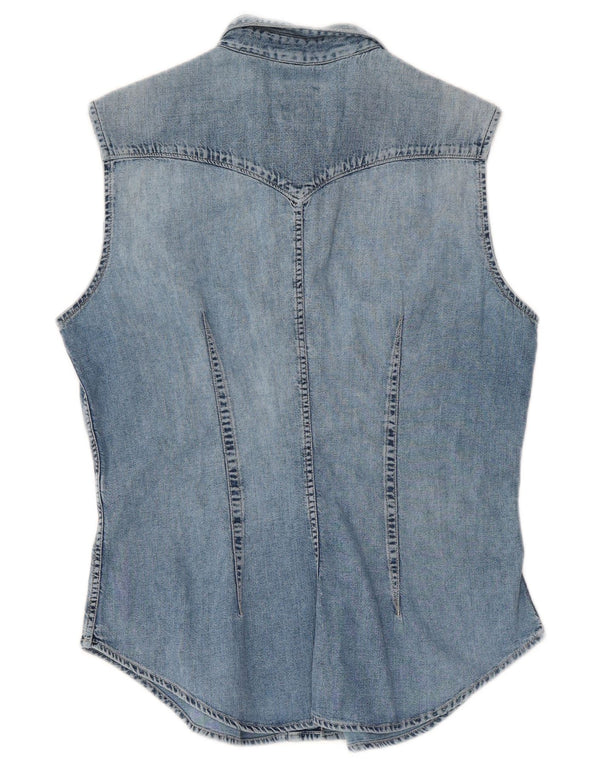 Ärmelloses Damen-Jeanshemd von Rifle, Größe UK 14, aus mittelblauer Baumwolle