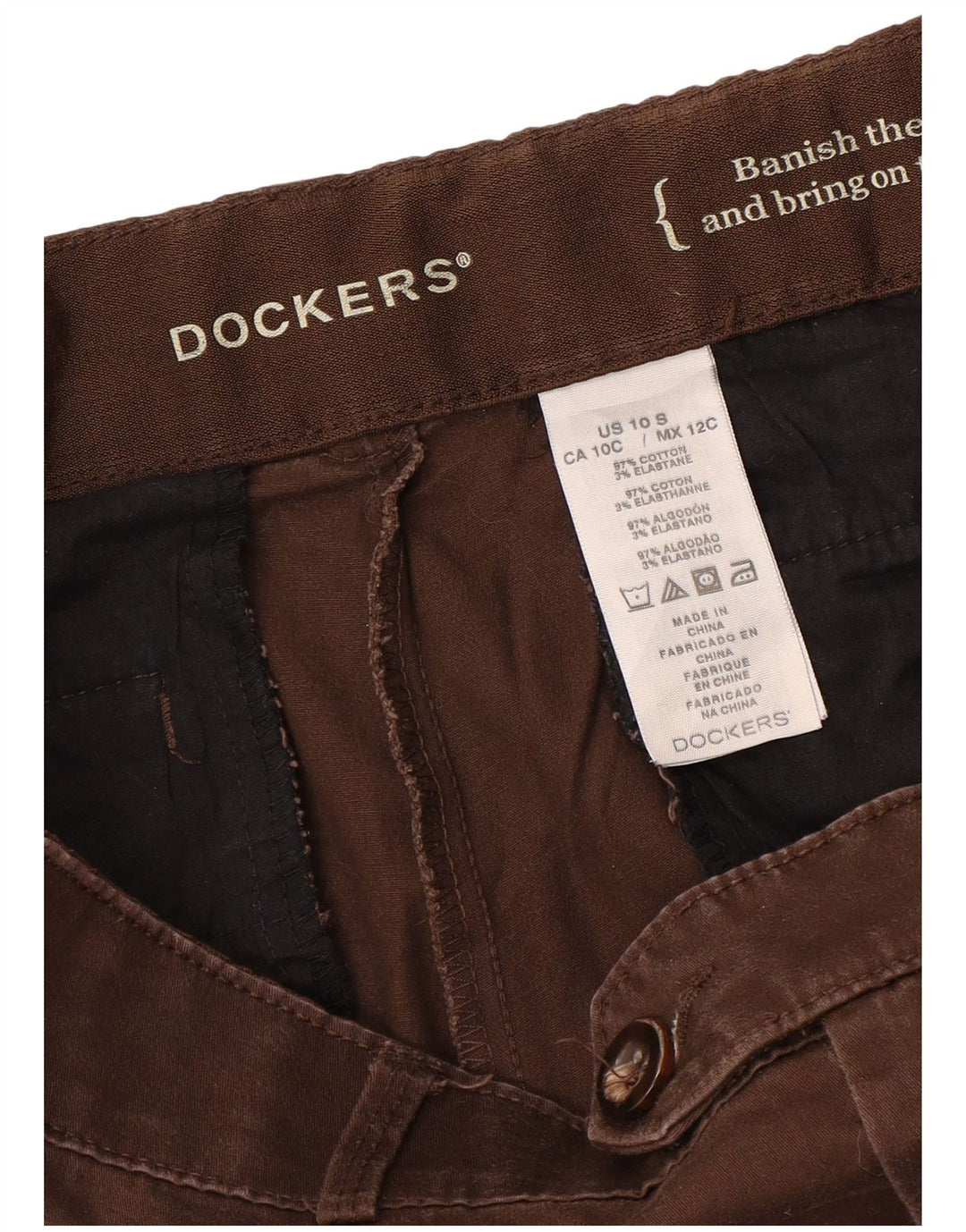 DOCKERS Gerade Freizeithose für Damen, US 10, Größe L, W34, L29, Braun, Baumwolle