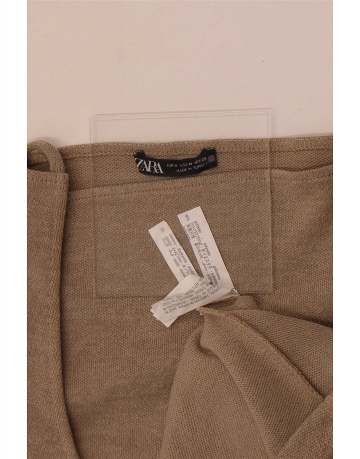 Zara Damen Weste Top UK 12 Mittelbeige Baumwolle
