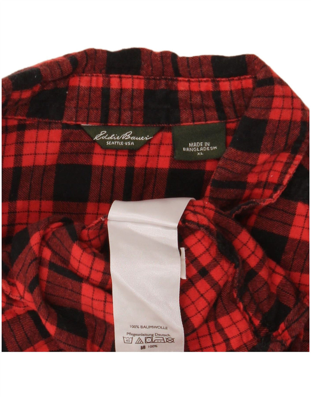 Eddie Bauer Damen Flanellhemd UK 18 XL rot kariert Baumwolle
