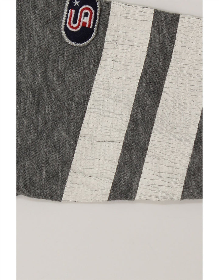 Superdry Damen-Grafikoberteil mit 3/4-Ärmeln, UK-Größe 14, mittelgraue Baumwolle