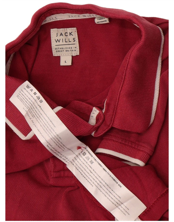 Jack Wills Herren-Poloshirt, Größe L, Burgunderrot, Baumwolle
