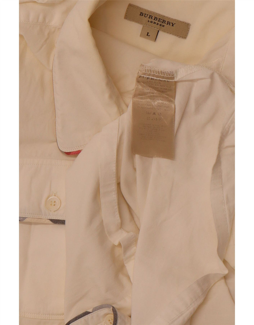 BURBERRY Damen ärmelloses Militärhemd UK 14 Large Off White Cotton