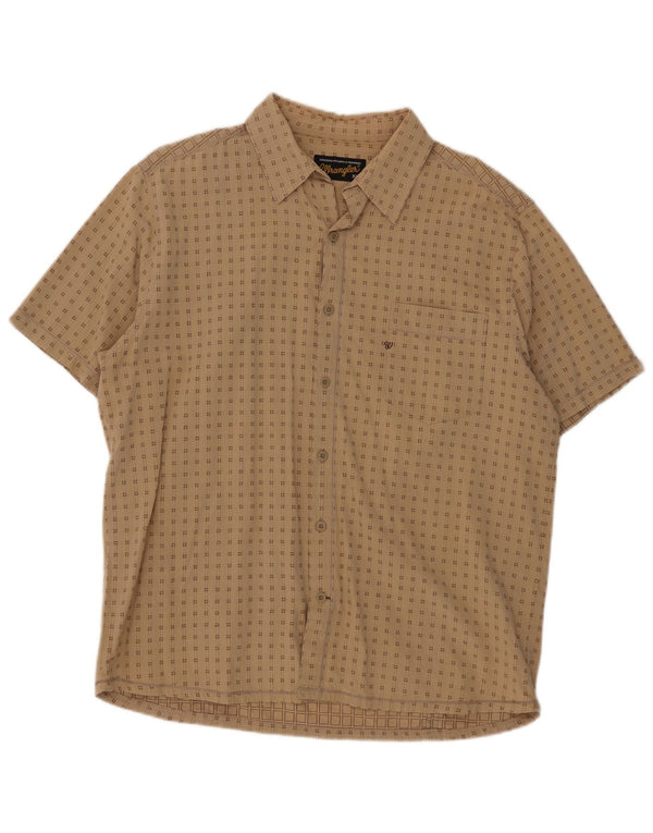 Wrangler Herren Kurzarmhemd XL Beige geometrische Baumwolle