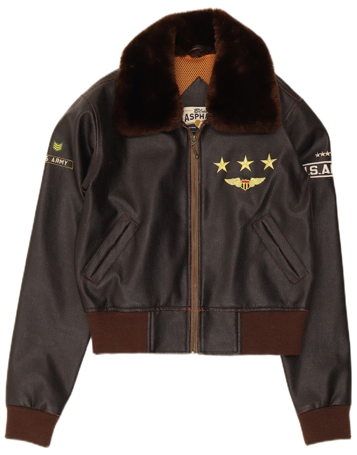 Blue Asphalt Damen-Bomberjacke mit Grafik, UK 10, Größe S, Braun, Farbblock