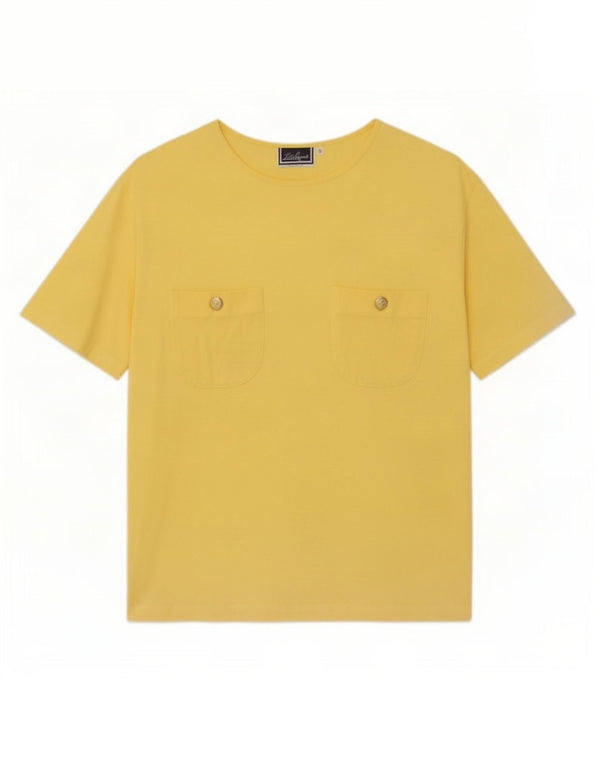 Luisa Spagnoli Damen Übergroßes T-Shirt Top UK 10 Small Gelb Baumwolle