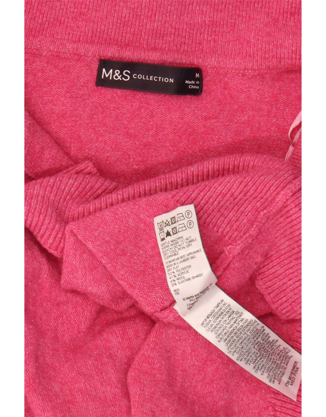 Marks & Spencer Damen-Pullover mit Rollkragen, UK 14, Mittelrosa, Polyester