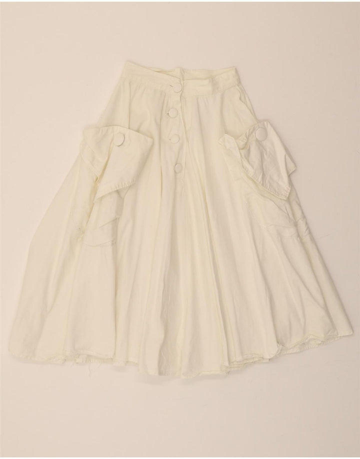 VINTAGE Womens Flared Skirt W22 2XS White Vintage Vintage and Second-Hand Vintage from Messina Hembry 
