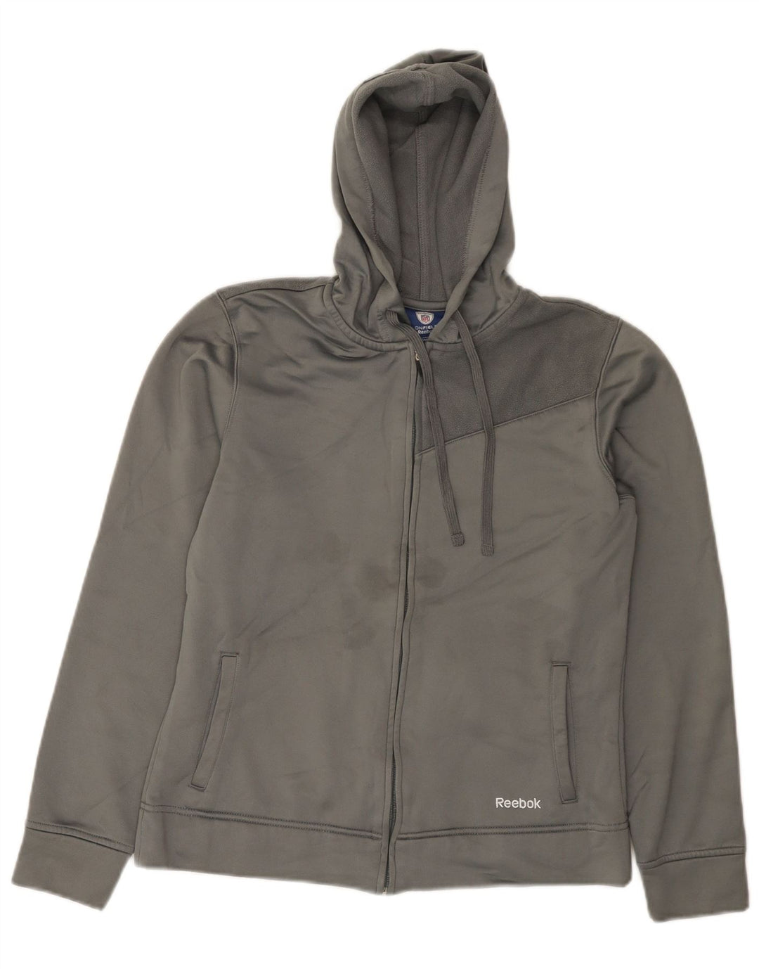 Reebok Damen Zip Hoodie Pullover UK 14 Mittelgraues Polyester
