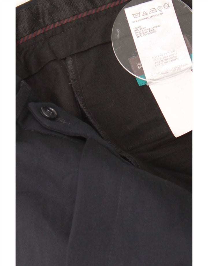 Gerade Anzughose für Damen von Marks & Spencer, W32, L33, marineblaue Wolle