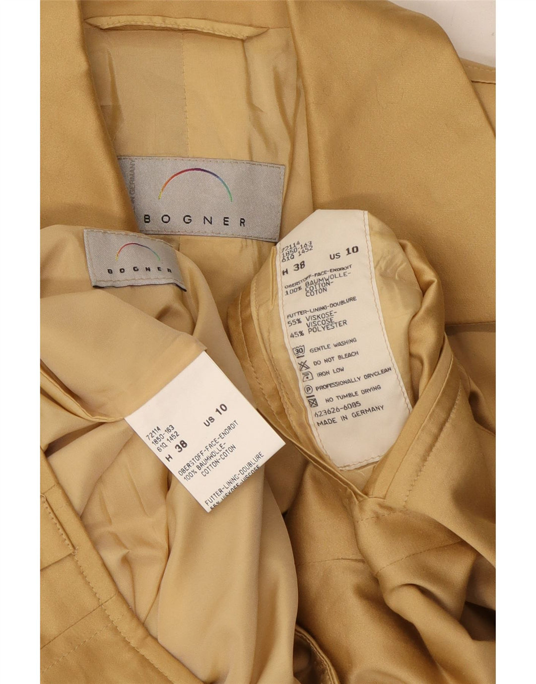 BOGNER Damen 4-Knopf-2-teiliges Rockset US 10 Large W29 Beige Baumwolle