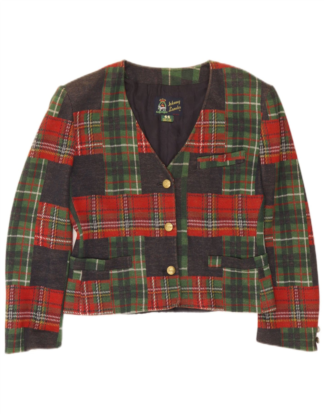 Johnny Lambs Damen Crop Blazer Jacke IT 44 Medium Mehrfarbig kariert