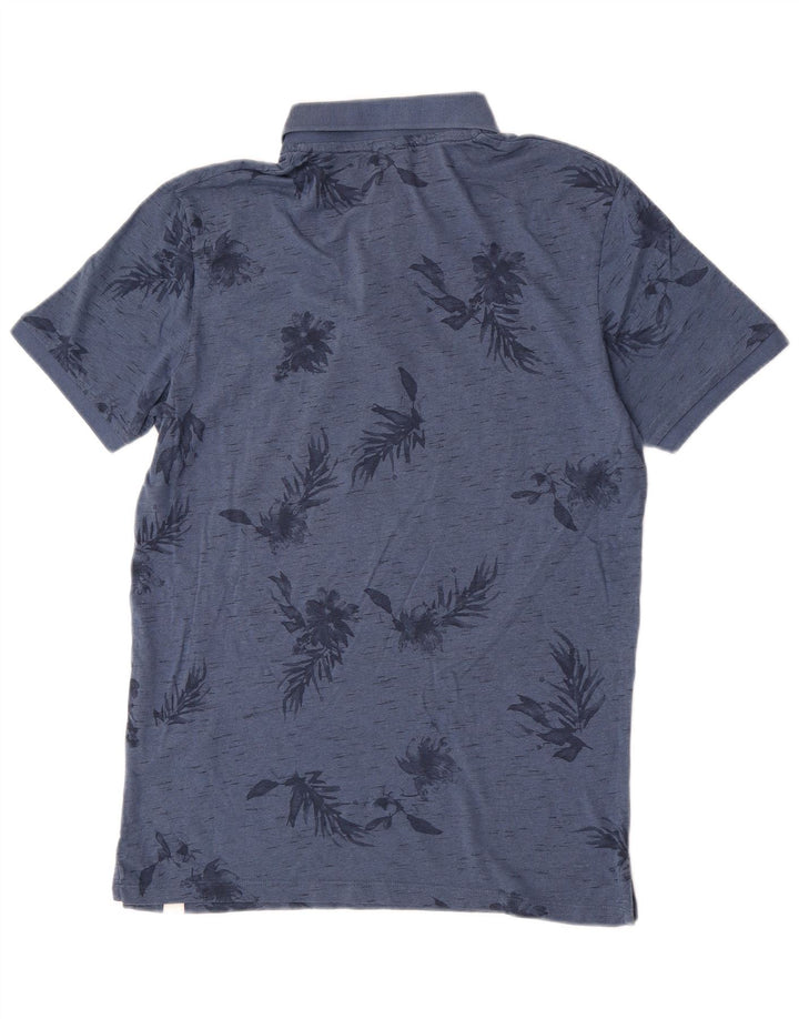 Jack & Jones Herren-Poloshirt aus mittelblauer Baumwolle mit Blumenmuster