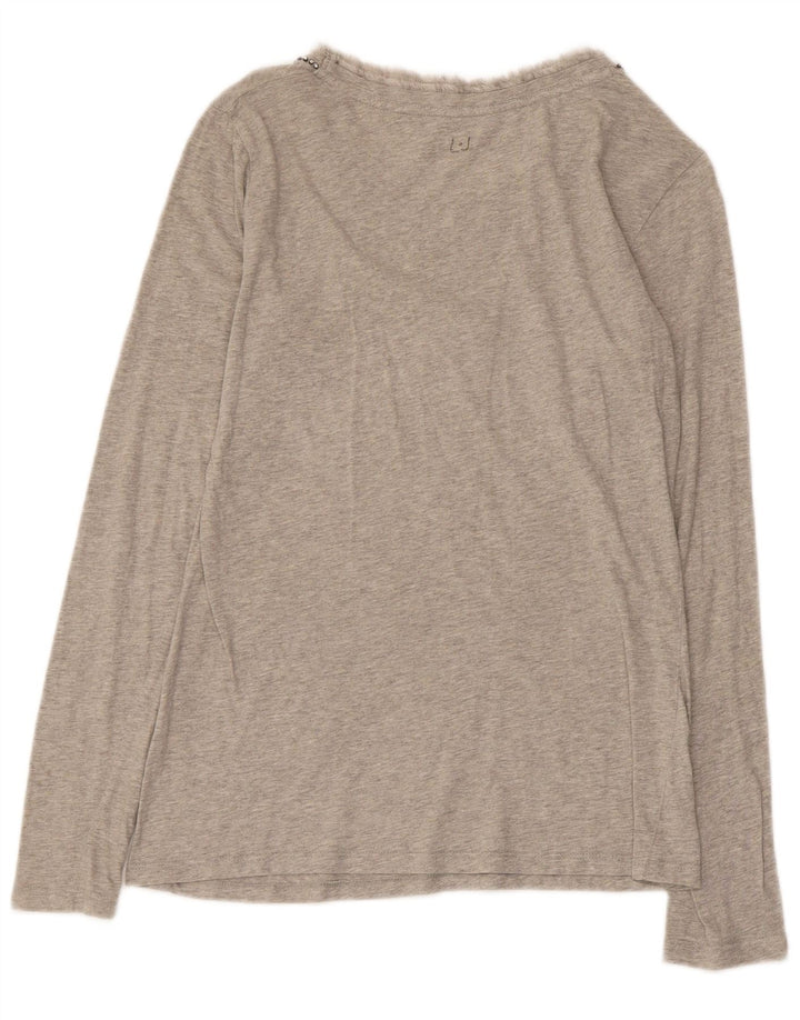 LIU JO Damen Top Langarm UK 10 Small Grau