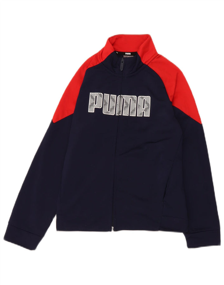 Puma Jungen Grafik-Trainingsanzug-Top-Jacke, 9–10 Jahre, Marineblau, Farbblock