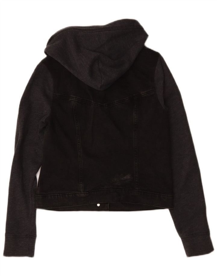 Hollister Damen-Jeansjacke mit Kapuze, UK 14, mittelgrau, Farbblock