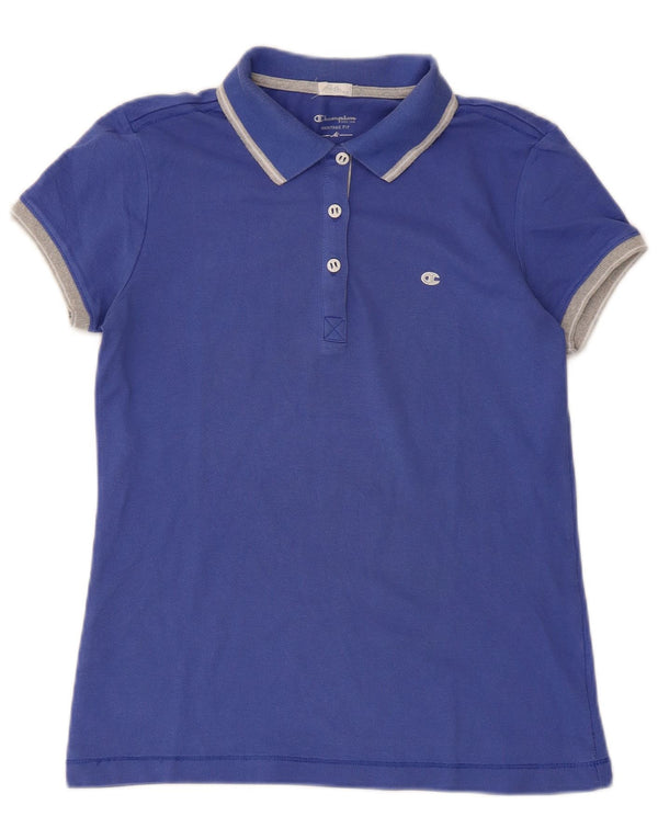 Champion Damen Heritage Fit Poloshirt UK 12 Mittelblauer Farbblock