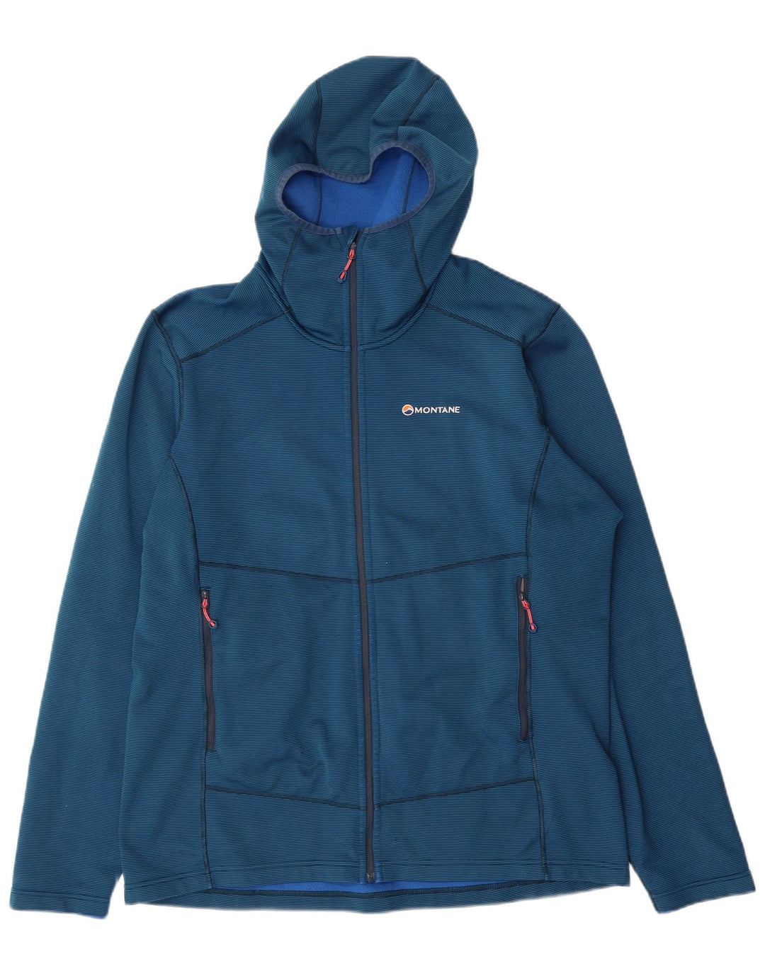 MONTANE Herren-Kapuzenpullover mit Reißverschluss, XL, blaues Nadelstreifen-Polyester