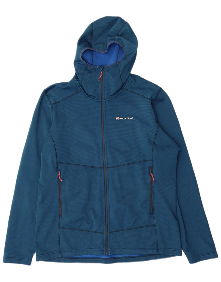 MONTANE Herren-Kapuzenpullover mit Reißverschluss, XL, blaues Nadelstreifen-Polyester