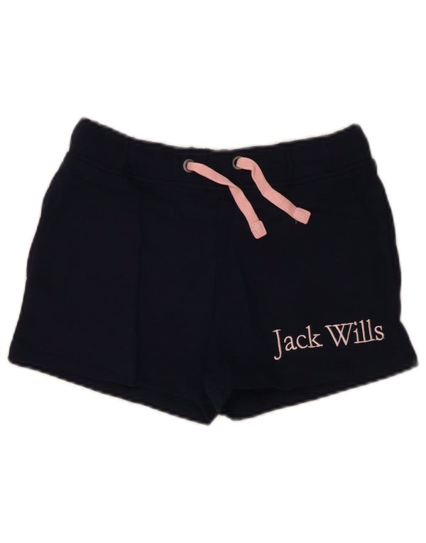 Jack Wills Mädchen-Sportshorts mit Grafik, 9–10 Jahre, marineblaue Baumwolle