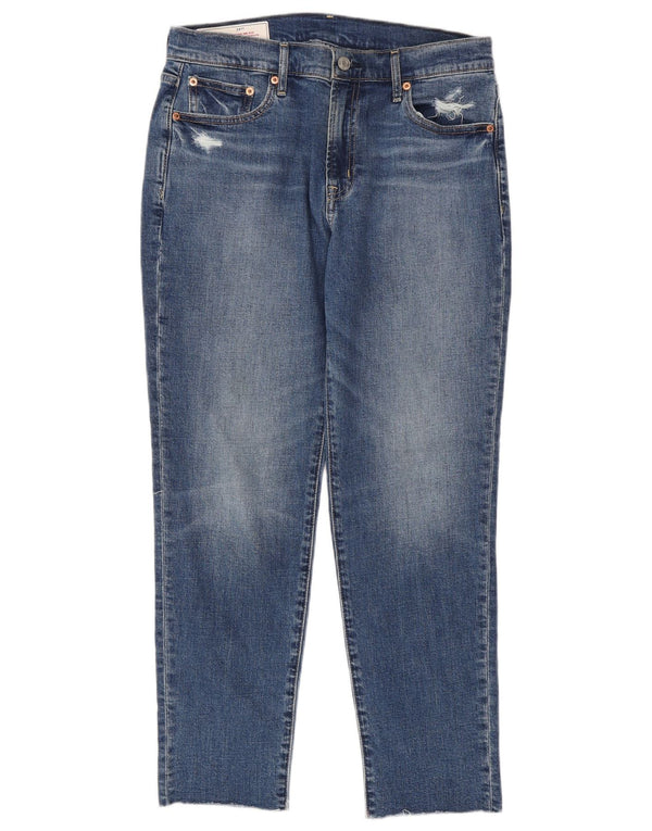 Gap Damen Girlfriend Distressed Mid Rise Slim Jeans W28 L28 Blaue Baumwolle