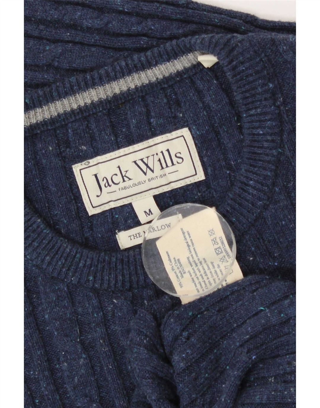 Jack Wills Herren-Pullover mit Rundhalsausschnitt, mittelmarineblaue Baumwolle