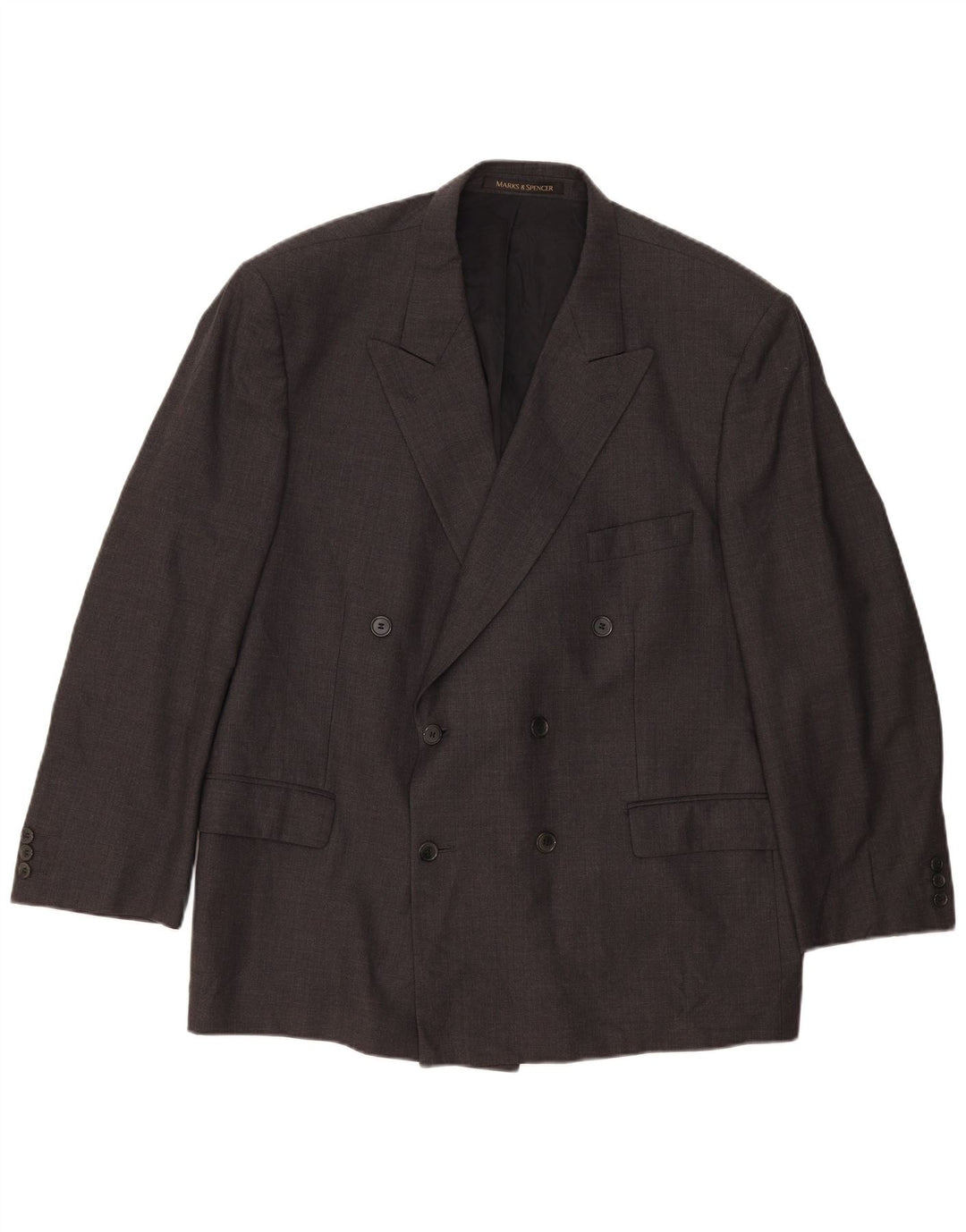 Marks & Spencer Herren Zweireihiger Blazer Jacke UK 46 XL Graue Schurwolle