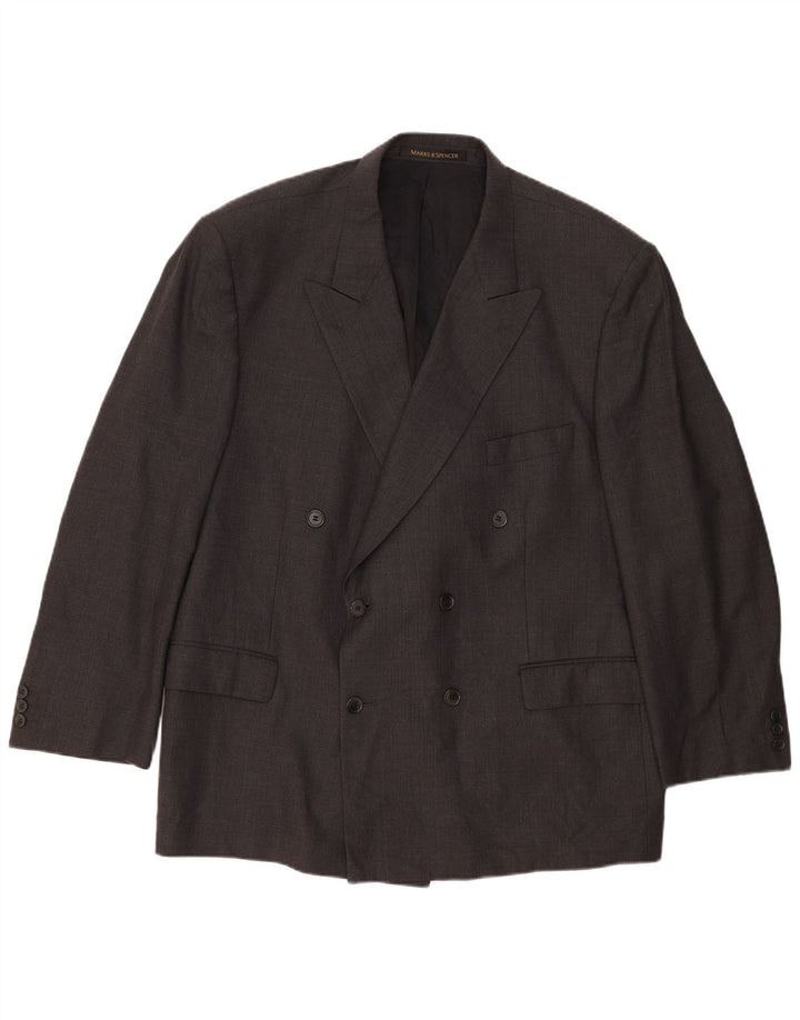 Marks & Spencer Herren Zweireihiger Blazer Jacke UK 46 XL Graue Schurwolle