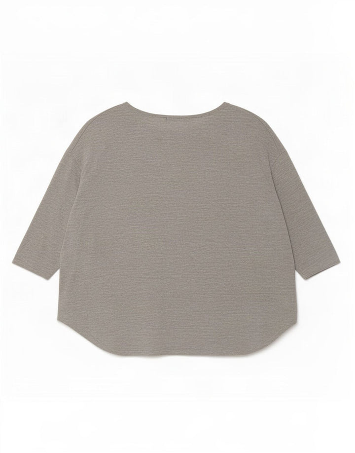 Topshop Damen-Oversize-Top mit 3/4-Ärmeln, UK-Größe 12, mittelgraue Viskose