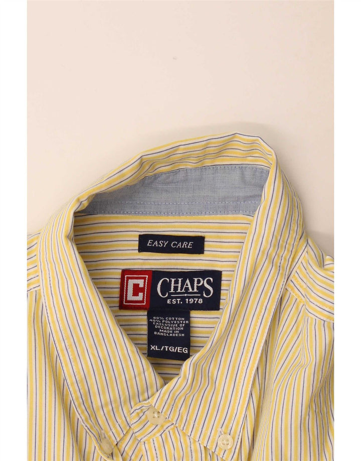 Chaps Herren-Hemd, pflegeleicht, XL, gelbe Nadelstreifen-Baumwolle