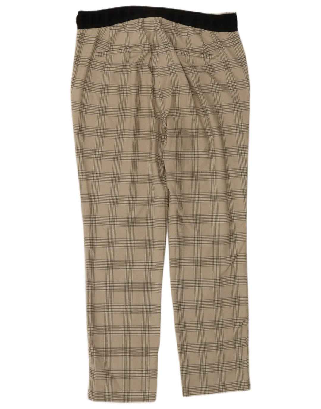Zara Damen-Anzughose, schmal zulaufend, Größe L, W30, L27, beige kariertes Polyester