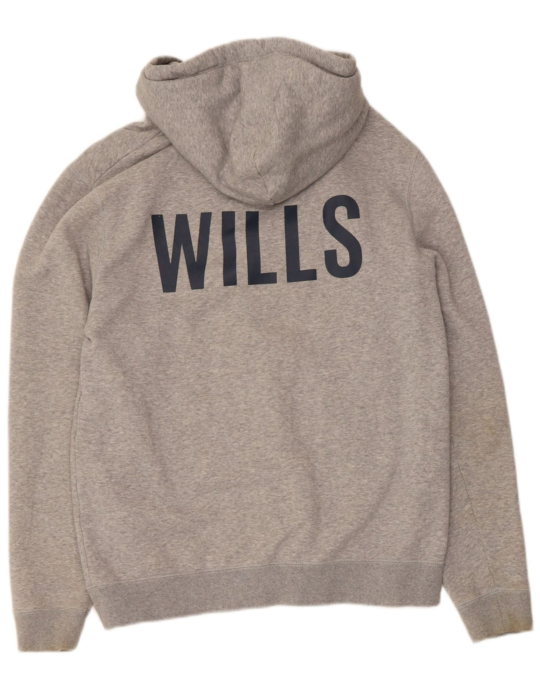 Jack Wills Herren-Kapuzenpullover mit grafischem Reißverschluss, groß, aus grauer Baumwolle