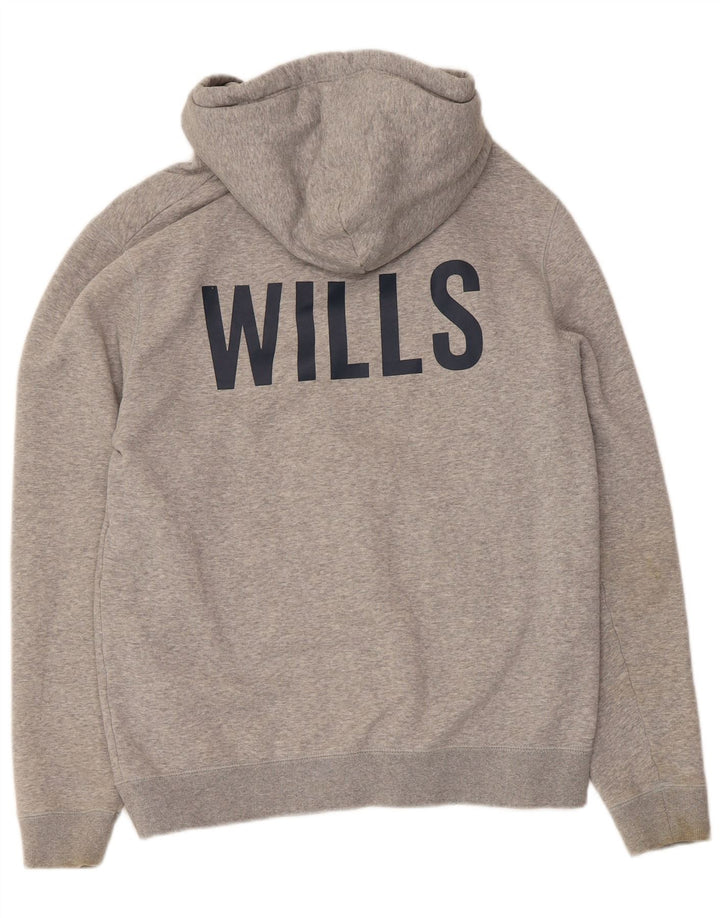 Jack Wills Herren-Kapuzenpullover mit grafischem Reißverschluss, groß, aus grauer Baumwolle