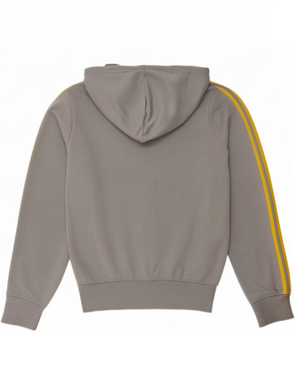 Adidas Damen Zip Hoodie Pullover UK 12 Mittelgraues Polyester