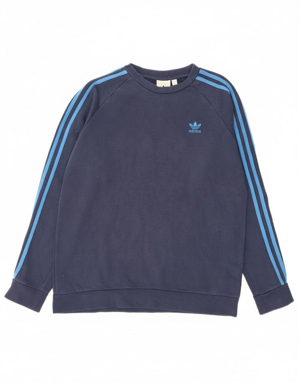 Adidas Mens Sweatshirt Jumper Medium Navy Blue Cotton