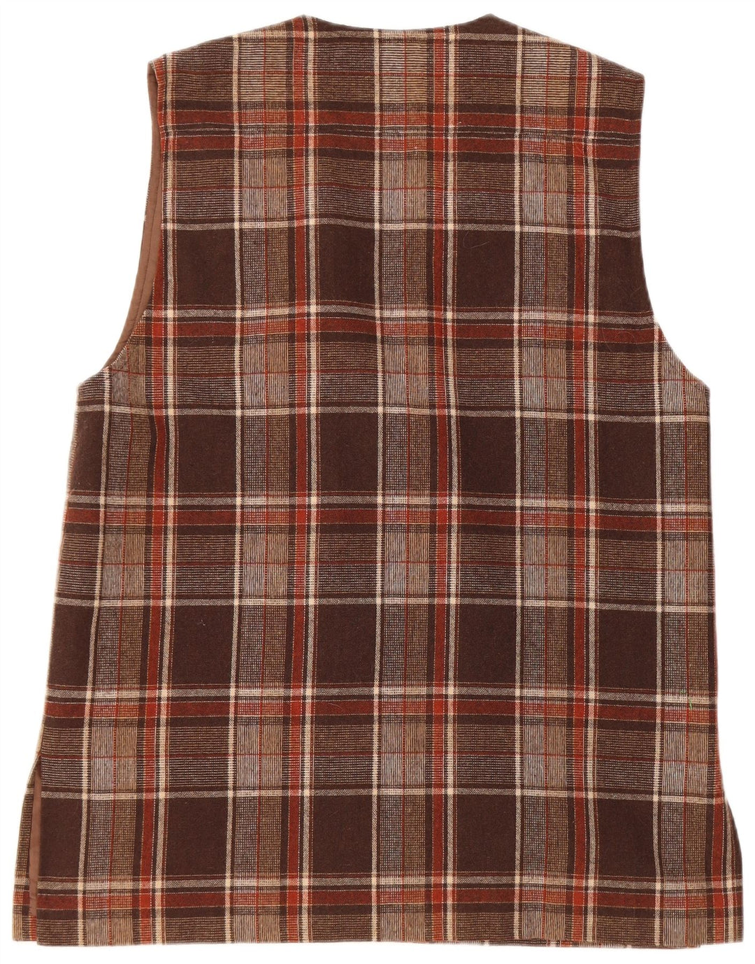 VINTAGE Damen-Blazer mit 4 Knöpfen, ärmellos, Gr. 16, groß, braun kariert